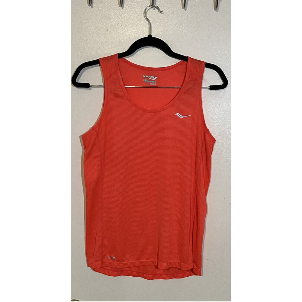 Saucony Womens Activewear Tank Top Orange Scoop Neck Stretch Large